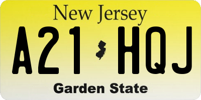 NJ license plate A21HQJ