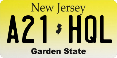 NJ license plate A21HQL