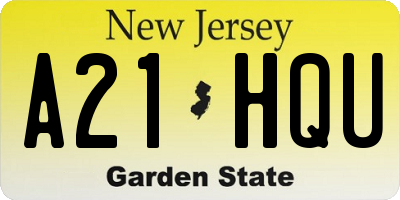 NJ license plate A21HQU