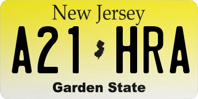 NJ license plate A21HRA