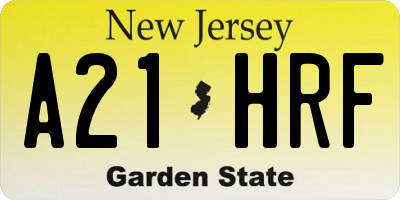 NJ license plate A21HRF