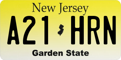 NJ license plate A21HRN