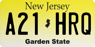 NJ license plate A21HRQ