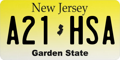 NJ license plate A21HSA