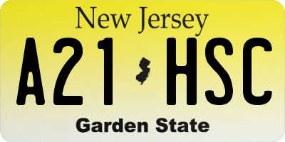 NJ license plate A21HSC