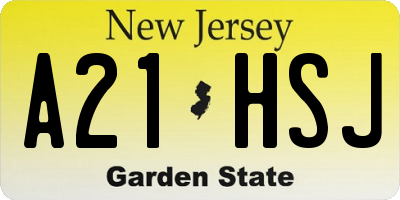 NJ license plate A21HSJ