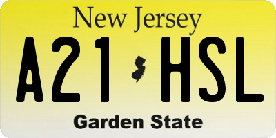 NJ license plate A21HSL