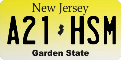 NJ license plate A21HSM