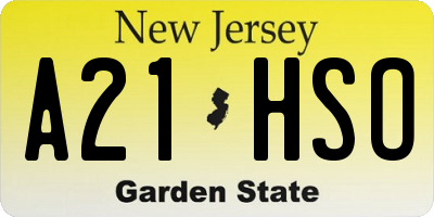 NJ license plate A21HSO
