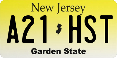 NJ license plate A21HST