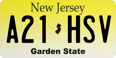 NJ license plate A21HSV