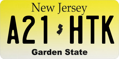 NJ license plate A21HTK