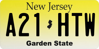 NJ license plate A21HTW
