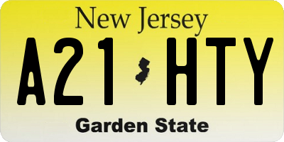 NJ license plate A21HTY