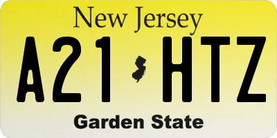 NJ license plate A21HTZ