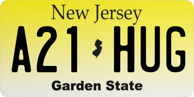NJ license plate A21HUG