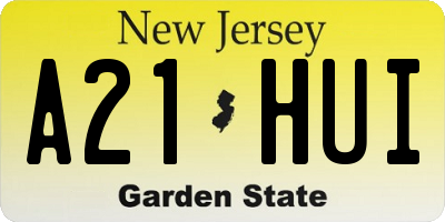 NJ license plate A21HUI