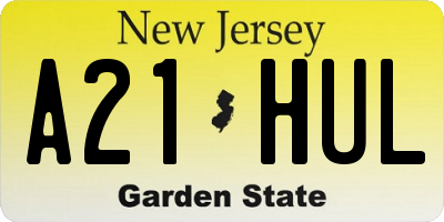 NJ license plate A21HUL