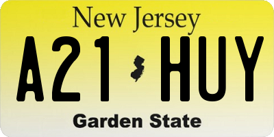 NJ license plate A21HUY