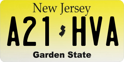 NJ license plate A21HVA