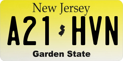 NJ license plate A21HVN