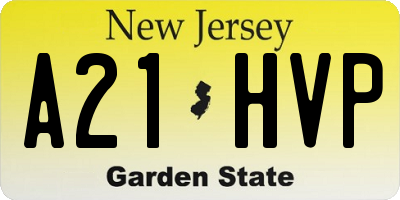NJ license plate A21HVP