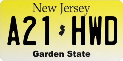 NJ license plate A21HWD