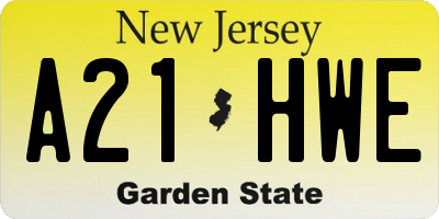 NJ license plate A21HWE