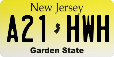 NJ license plate A21HWH