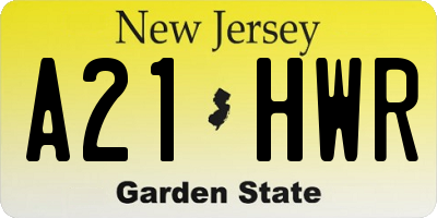 NJ license plate A21HWR