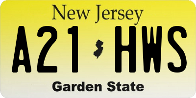 NJ license plate A21HWS