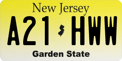 NJ license plate A21HWW