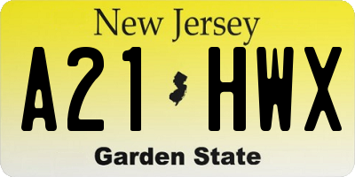NJ license plate A21HWX