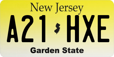 NJ license plate A21HXE