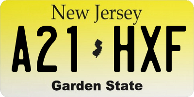 NJ license plate A21HXF