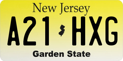 NJ license plate A21HXG