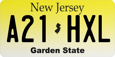 NJ license plate A21HXL