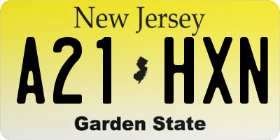 NJ license plate A21HXN