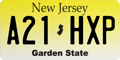 NJ license plate A21HXP