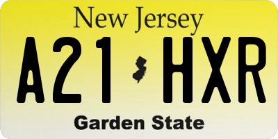 NJ license plate A21HXR