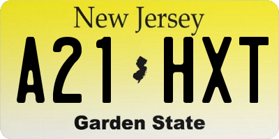 NJ license plate A21HXT