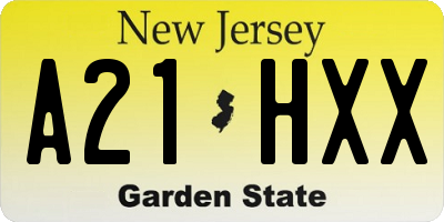 NJ license plate A21HXX