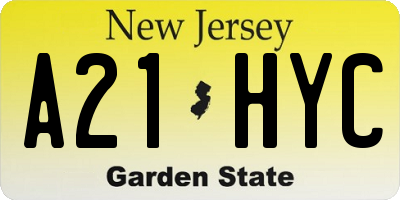 NJ license plate A21HYC