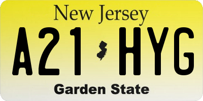 NJ license plate A21HYG