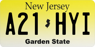 NJ license plate A21HYI
