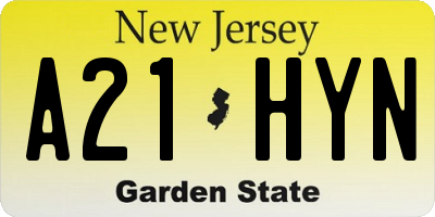 NJ license plate A21HYN