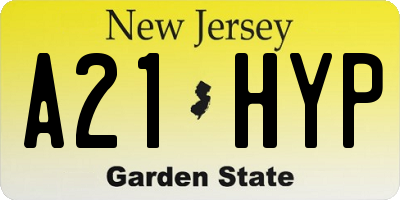 NJ license plate A21HYP