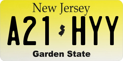 NJ license plate A21HYY
