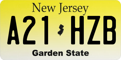 NJ license plate A21HZB