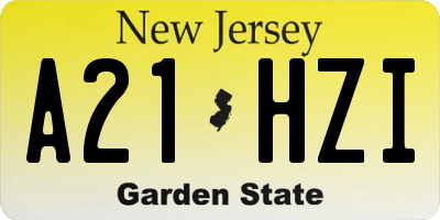 NJ license plate A21HZI